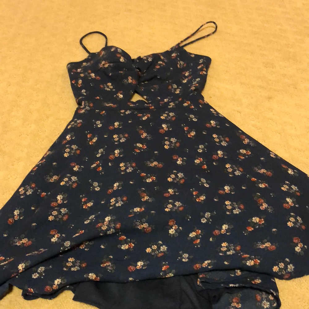 Blue floral tie back dress